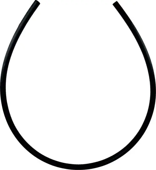 Schwarze, selbstklebende Dichtschnur von Wolf, geschwungene Form, auf einem weißen Hintergrund dargestellt.